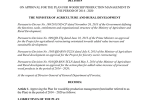 Decision No. 5115/QD-BNN-TCLN approval the plan woodchip production management 2014 2020