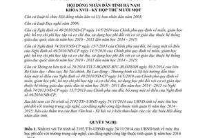 Nghị quyết 27/2014/NQ-HĐND mức thu học phí trung cấp cao đẳng nghề công lập 2014 2015 Hà Nam