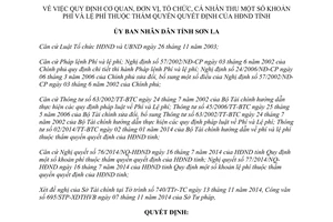 Quyết định 3317/QĐ-UBND 2014 Cơ quan đơn vị tổ chức cá nhân thu phí lệ phí Sơn La