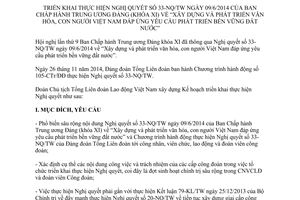 Kế hoạch 69/KH-TLĐ 2014 thực hiện 33-NQ/TW phát triển văn hóa con người Việt Nam phát triển bền vững đất nước