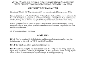 Quyết định 2613/QĐ-UBND 2014 công bố thủ tục hành chính mới tín ngưỡng tôn giáo Lâm Đồng