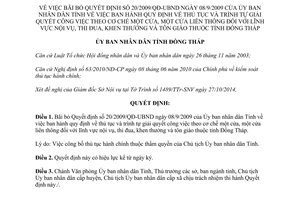 Quyết định 1216/QĐ-UBND-HC năm 2014 bãi bỏ 20/2009/QĐ-UBND cơ chế một cửa Đồng Tháp