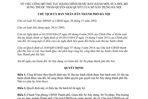 Quyết định 6387/QĐ-UBND 2014 công bố thủ tục hành chính mới sửa đổi bổ sung Sở Xây dựng Hà Nội