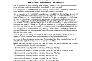 Thông tư 37/2014/TT-BGDĐT Danh mục thiết bị dạy học tối thiểu tiếng dân tộc thiểu số cơ sở giáo dục phổ thông