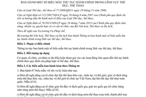 Thông tư 16/2014/TT-BVHTTDL biểu mẫu thủ tục hành chính lĩnh vực thể dục thể thao