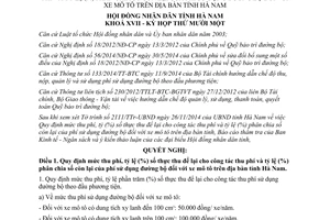 Nghị quyết 23/2014/NQ-HĐND thu phí và tỷ lệ phân chia phí sử dụng đường bộ đối với xe mô tô Hà Nam