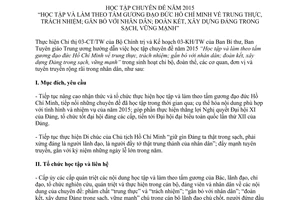 Hướng dẫn 137-HD/BTGTW 2014 chuyên đề 2015 Học tập làm theo tấm gương Hồ Chí Minh xây dựng Đảng trong sạch