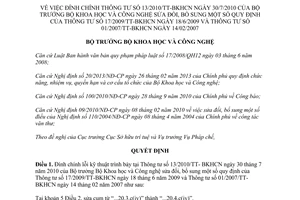 Quyết định 3340/QĐ-BKHCN 2014 đính chính 13/2010/TT-BKHCN sửa đổi 17/2009/TT-BKHCN 01/2007/TT-BKHCN