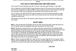 Quyết định 2540/QĐ-UBND 2014 công bố thủ tục hành chính mới về biển hải đảo tỉnh Kiên Giang
