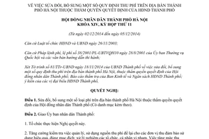 Nghị quyết 13/2014/NQ-HĐND sửa đổi quy định thu phí thuộc thẩm quyền quyết định Hội đồng nhân dân Hà Nội