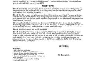 Quyết định 1758/QĐ-BKHĐT 2014 giao vốn thực hiện Chương trình mục tiêu quốc gia năm 2015