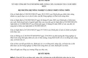 Quyết định 5166/QĐ-BNN-TCTS năm 2014 cơ sở đóng mới nâng cấp cải hoán tàu cá đủ điều kiện