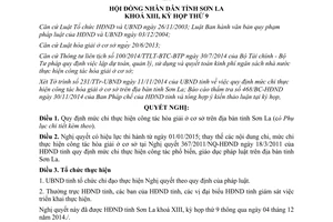 Nghị quyết 102/2014/NQ-HĐND mức chi công tác hòa giải ở cơ sở Sơn La