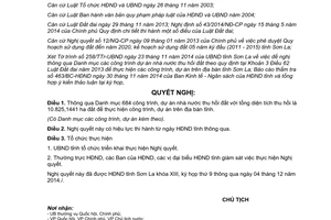 Nghị quyết 112/NQ-HĐND 2014 danh mục công trình dự án nhà nước thu hồi đất Sơn La