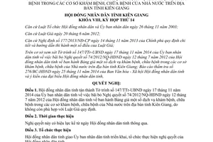 Nghị quyết 92/NQ-HĐND 2014 bãi bỏ Nghị quyết 74/2012/NQ-HĐND giá dịch vụ khám bệnh Kiên Giang