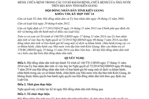 Nghị quyết 93/NQ-HĐND 2014 hủy bỏ Nghị quyết 72/2014/NQ-HĐND giá dịch vụ khám bệnh Kiên Giang