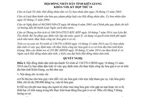 Nghị quyết 87/2014/NQ-HĐND mức chi thực hiện công tác hòa giải ở cơ sở trên địa bàn Kiên Giang