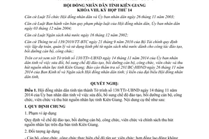 Nghị quyết 88/2014/NQ-HĐND chế độ đào tạo cán bộ côn viên chức thu hút nguồn nhân lực Kiên Giang