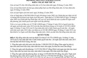 Nghị quyết 83/2014/NQ-HĐND phê chuẩn quyết toán thu chi ngân sách nhà nước năm 2013  tỉnh Kiên Giang