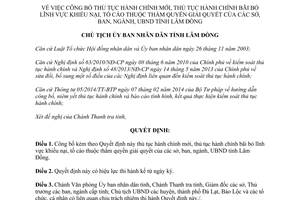 Quyết định 2634/QĐ-UBND công bố thủ tục hành chính lĩnh vực khiếu nại tố cáo Ủy ban Lâm Đồng 2014