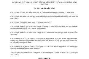 Quyết định 44/2014/QĐ-UBND Quy định quản lý tài nguyên nước Bình Dương