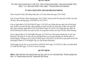 Quyết định 2706/2014/QĐ-UBND Quy chế xét tôn vinh danh hiệu Doanh nghiệp Doanh nhân tiêu biểu Hải Phòng