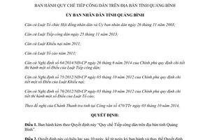 Quyết định 31/2014/QĐ-UBND Quy chế Tiếp công dân Quảng Bình