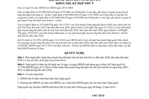 Nghị quyết 110/NQ-HĐND 2014 Quy hoạch tổng thể phát triển du lịch Sơn La 2020 tầm nhìn 2030