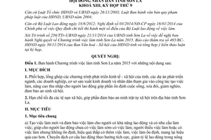 Nghị quyết 99/2014/NQ-HĐND Chương trình việc làm tỉnh Sơn La năm 2015