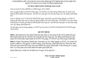 Quyết định 41/2014/QĐ-UBND ưu đãi hỗ trợ khuyến khích phát triển hợp tác liên kết sản xuất nông sản Quảng Nam