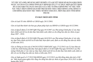 Quyết định 24/2014/QĐ-UBND sửa đổi 08/2014/QĐ-UBND hỗ trợ di dân thực hiện định canh định cư Bình Phước