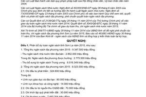 Nghị quyết 96/2014/NQ-HĐND phân bổ dự toán thu chi ngân sách địa phương tỉnh Sơn La 2015