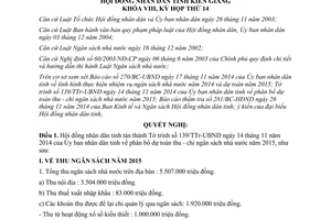Nghị quyết 80/2014/NQ-HĐND phân bổ dự toán thu chi ngân sách nhà nước năm 2015 tỉnh Kiên Giang