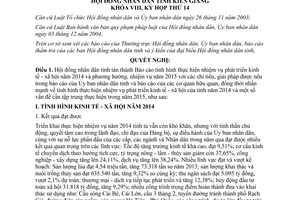 Nghị quyết 97/2014/NQ-HĐND nhiệm vụ phát triển kinh tế xã hội năm 2015 tỉnh Kiên Giang