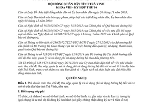 Nghị quyết 17/2014/NQ-HĐND chế độ thu nộp quản lý phí sử dụng đường bộ xe mô tô tỉnh Trà Vinh