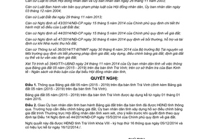 Nghị quyết 15/2014/NQ-HĐND Bảng giá đất 05 năm 2015 2019 tỉnh Trà Vinh