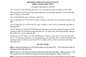 Nghị quyết 16/2014/NQ-HĐND thông qua bảng giá đất 2015 2019 tỉnh An Giang