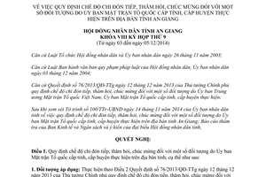 Nghị quyết 18/2014/NQ-HĐND chi đón tiếp do Ủy ban Mặt trận Tổ quốc cấp tỉnh huyện thực hiện An Giang