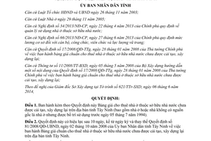 Quyết định 64/2014/QĐ-UBND giá cho thuê nhà ở thuộc sở hữu nhà nước chưa được cải tạo xây dựng lại Tây Ninh