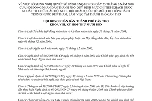 Nghị quyết 11/2014/NQ-HĐND bổ sung Nghị quyết 02/2010/NQ-HĐND thành phố Cần Thơ