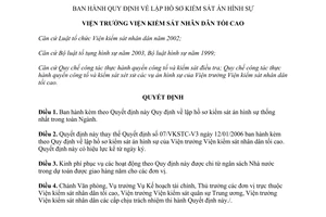 Quyết định 590/QĐ-VKSTC-V3 2014 lập hồ sơ kiểm sát án hình sự