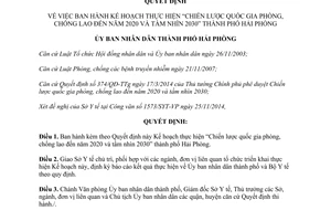 Quyết định 2713/QĐ-UBND 2014 Chiến lược quốc gia phòng chống lao đến 2020 tầm nhìn 2030 Hải Phòng