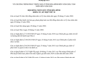 Nghị quyết 111/2014/NQ-HĐND Chương trình phát triển nhà ở tỉnh Hòa Bình đến năm 2020 tầm nhìn đến năm 2030