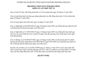 Nghị quyết 101/2014/NQ-HĐND quyết toán ngân sách địa phương năm 2013 tỉnh Hòa Bình