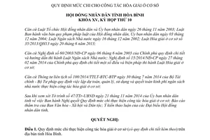 Nghị quyết 113/2014/NQ-HĐND mức chi cho công tác hòa giải ở cơ sở tỉnh Hòa Bình