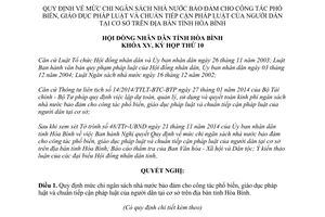 Nghị quyết 112/2014/NQ-HĐND mức chi ngân sách nhà nước bảo đảm công tác phổ biến giáo dục pháp luật Hòa Bình