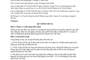 Thông tư 19/2014/TT-BTTTT quản lý sử dụng tài nguyên Internet
