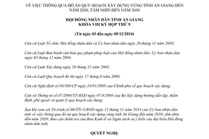 Nghị quyết 22/2014/NQ-HĐND thông qua đồ án quy hoạch xây dựng vùng An Giang