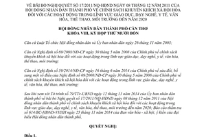 Nghị quyết 20/NQ-HĐND năm 2014 bãi bỏ Nghị quyết 17/2011/NQ-HĐND thành phố Cần Thơ