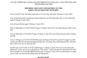 Nghị quyết 12/2014/NQ-HĐND thông qua bảng giá đất định kỳ 05 năm 2015 - 2019 thành phố Cần Thơ bảng giá đất Cần Thơ 2015